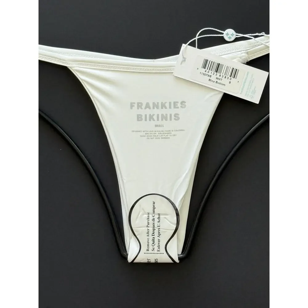Frankies Bikinis Binx Skimpy Bikini Bottom – White, Size Small